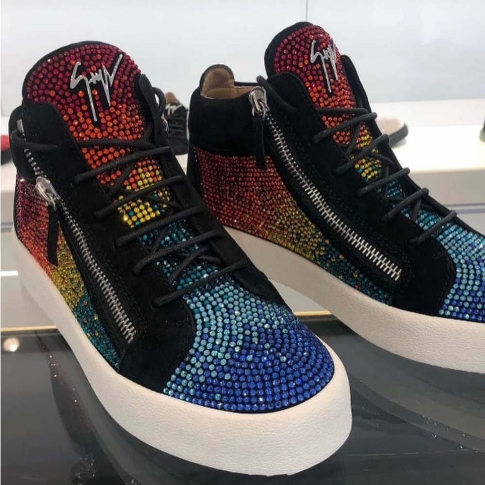 giuseppe zanotti BNIB rainbow crystal midtops